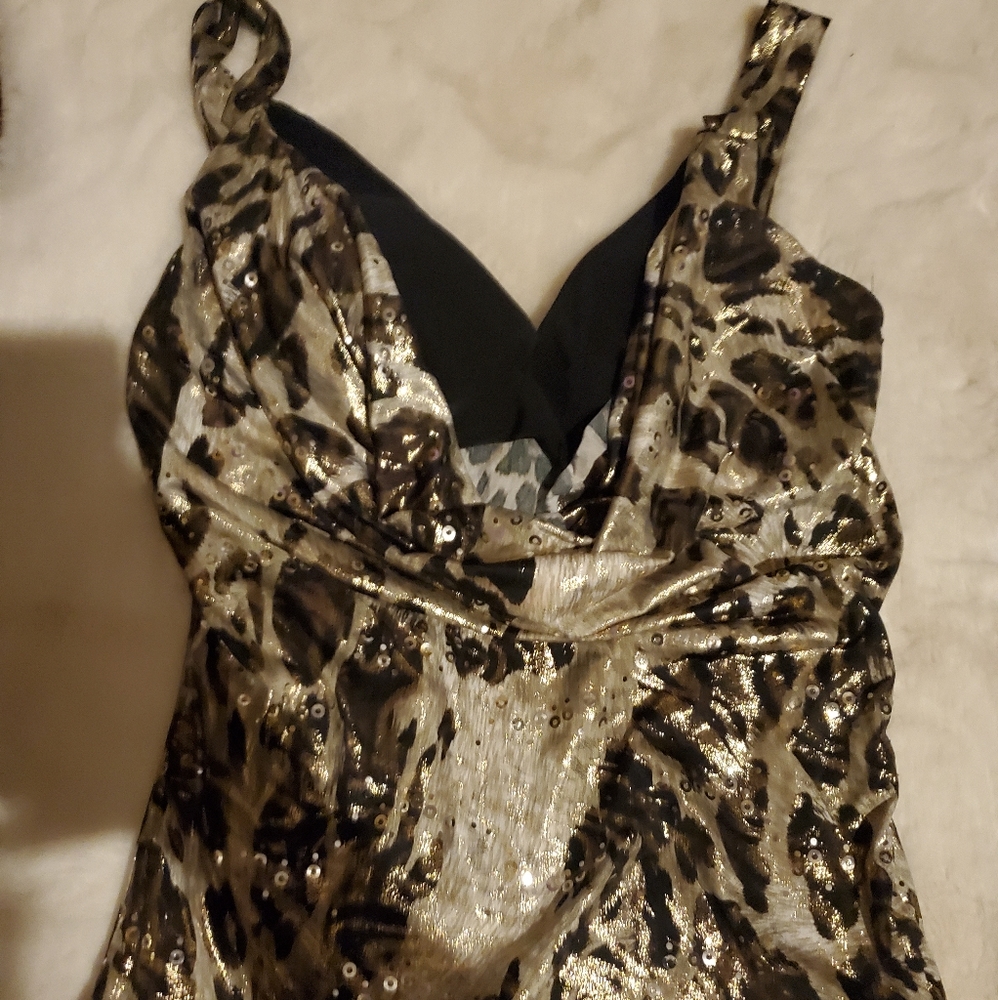 Cheetah gold sparkle hot top size small